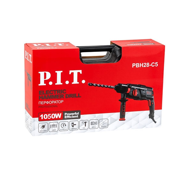 Перфоратор электрический P.I.T. PBH28-C5,3-реж. гор.,1050 Вт.,3 Дж., SDS+, 3 бура