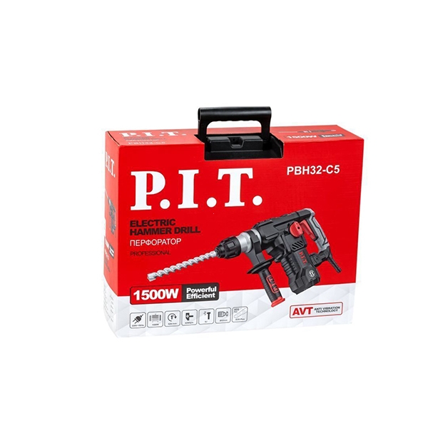 Перфоратор электрический P.I.T. PBH32-C5, 220 В/50 Гц, 1500 Вт, 920 об/мин, 4250 уд/мин, 6 дж.