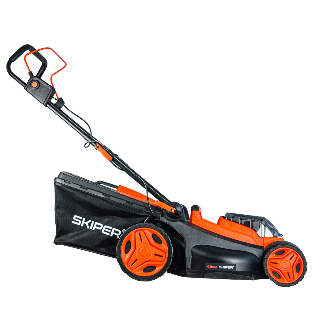 Газонокосилка аккумуляторная SKIPER KW430 (43см, бесщёт.двиг, мульчирование, 2акк*21В*4А/ч)