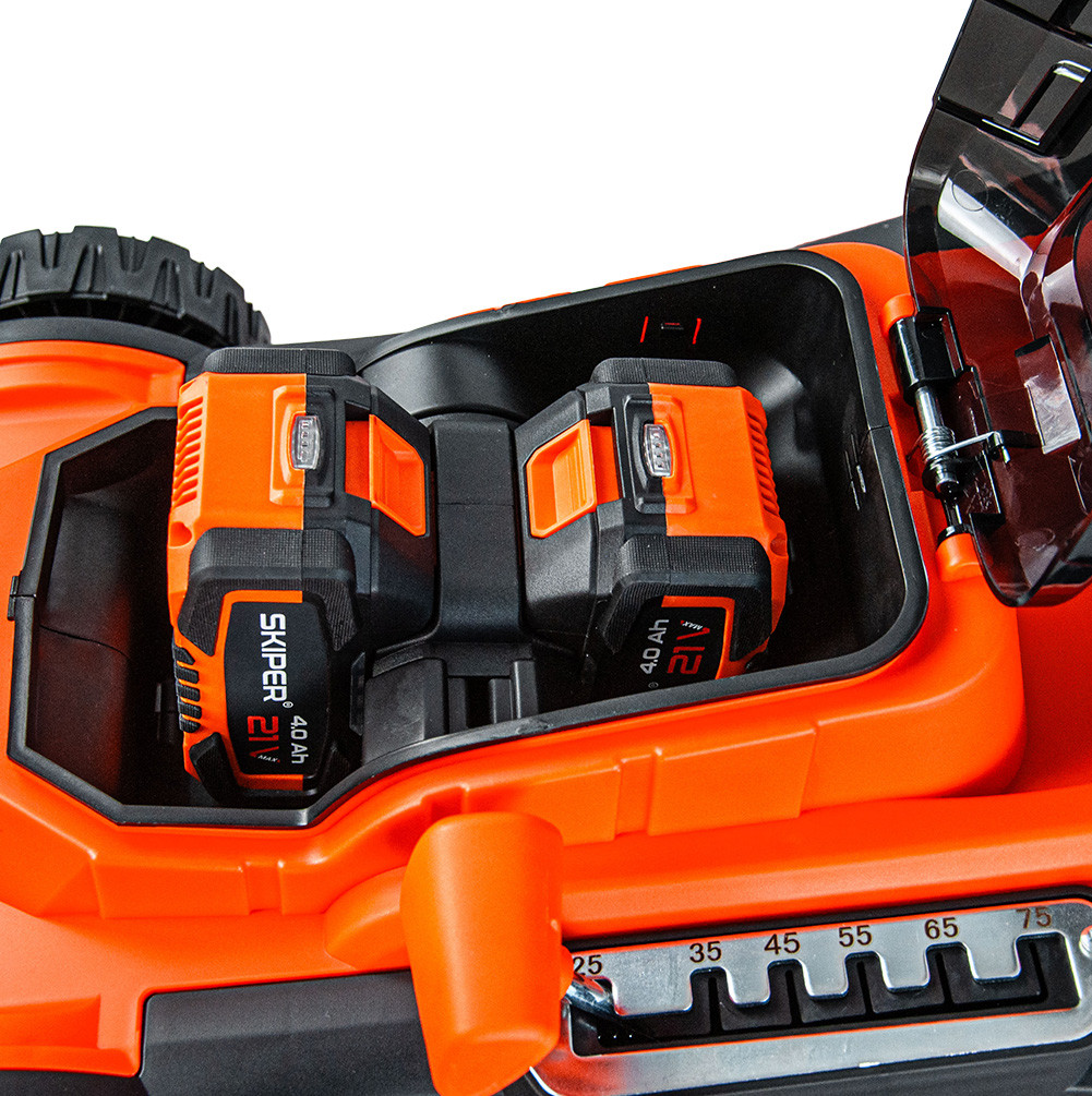 Газонокосилка аккумуляторная SKIPER KW380 (38см, бесщёт.двиг, мульчирование, 2акк*21В*4А/ч)