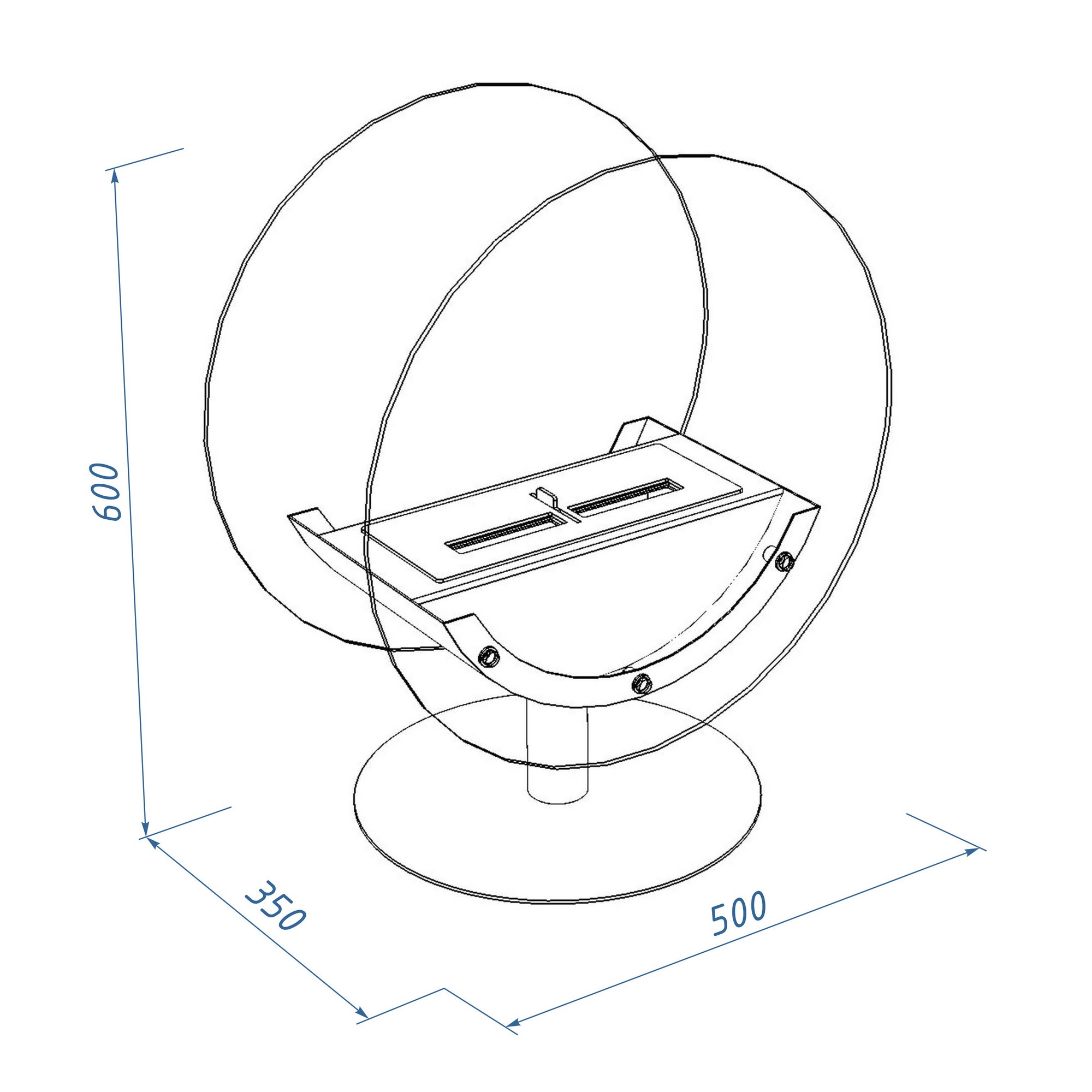 Биокамин Royal Thermo RTBFP-F500ML Mirror Lens